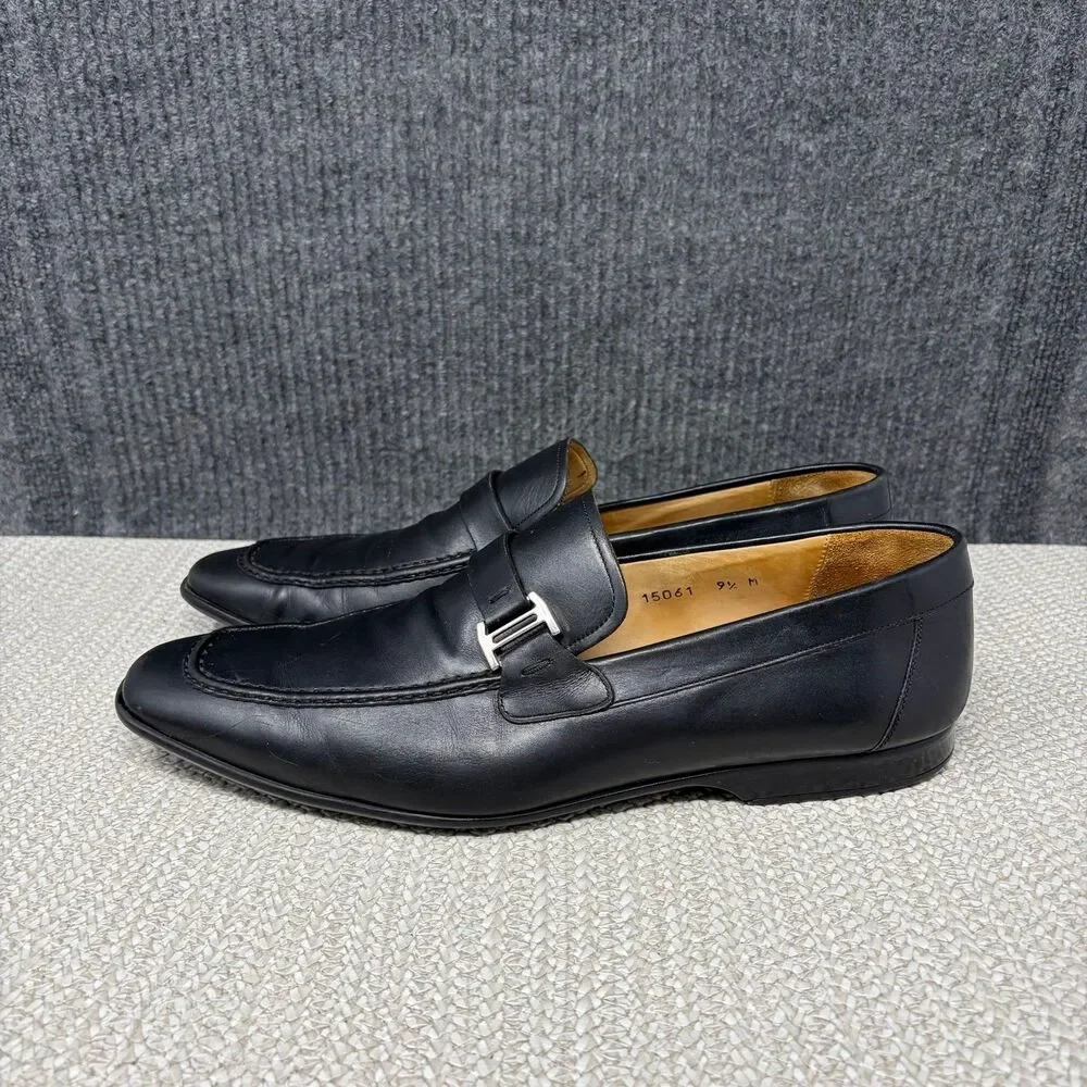 Magnanni Lino Bit Loafers Black Leather Dress Shoes Oxfords Mens 9.5 M